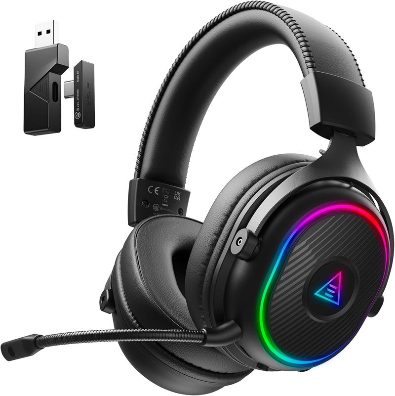 EKSA 2.4GHz Wireless Gaming Headset for PS5,PS4,PC,Switch,Mobile,Mac, Bluetooth Gaming Headphones with Detachable Microphone, RGB, 30ms Latency, 50H Battery, Stereo Sound Headset for Xbox - Image 1
